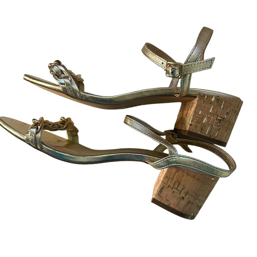 Lilly Pulitzer Marcia Block Heel Sandal Metallic Gold Leather Women's Size 8 - Picture 7 of 12